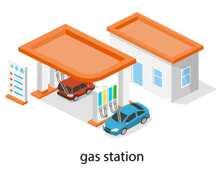 Isometric 3D vector illustration petrol station, gas station for carsのイラスト素材