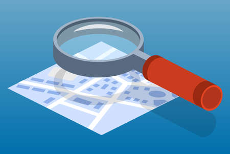 Isometric 3D vector illustration of magnifying glass. Magnifier to increase the image.のイラスト素材