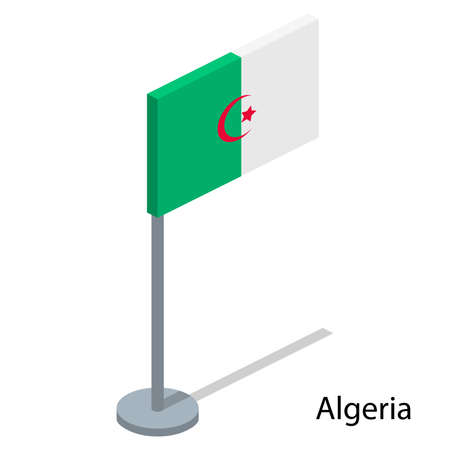 Isometric 3D vector illustration flags of countries collection. Flag of Algeriaのイラスト素材