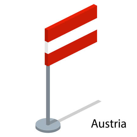 Isometric 3D vector illustration flags of countries collection. Flag of Austriaのイラスト素材