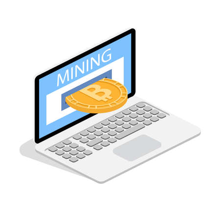 Isometric 3D vector concept electronic currency. Exchange of CryptoCurrencyのイラスト素材