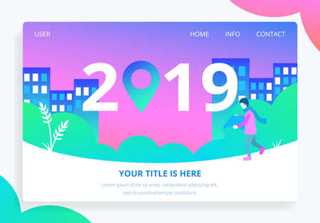 Flat vector illustration landing page template for website. Modern flat design for social networks and mobile sites.のイラスト素材