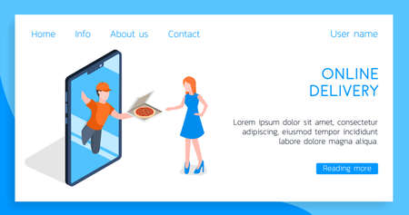 Modern Online Delivery concept of landing page vector isometric 3d illustration.のイラスト素材