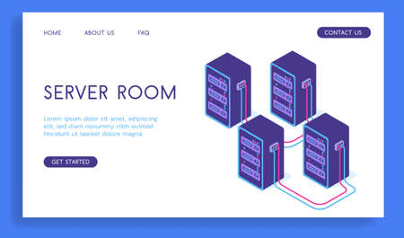 Modern concept server room vector isometric illustration.