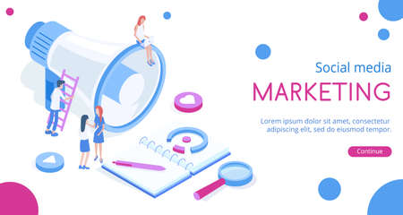 Modern promotion marketing and recruitment employee vector isometric illustration.のイラスト素材