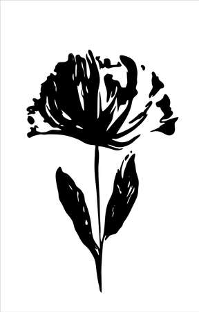 Black silhouette of a flower on white background. Vector isolated.のイラスト素材