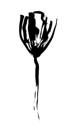 Vector black hand drawn flower. Print painted by black ink.のイラスト素材