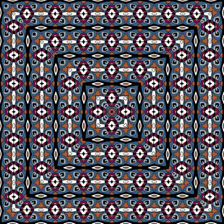 Colorful seamless pattern. Vector background. Square texture. Symmetric ornament.