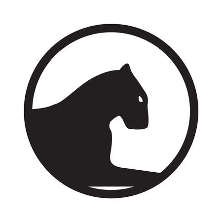 Panther logo. Emblem, mascot or team symbol. Vector head of wildcat in a circle.のイラスト素材