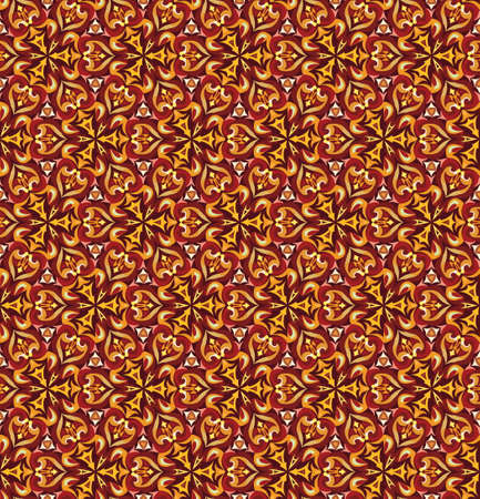 Decorative seamless pattern for home decor. Vector background flower texture. Autumn, red, yellow,...