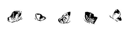 Set of black butterflies on white background. Collection. Vector isolated.のイラスト素材
