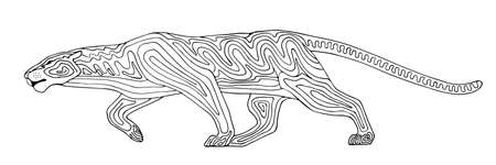 Decorative stylized panther wildcat. Vector wild animal illustration. Isolated on white background.のイラスト素材