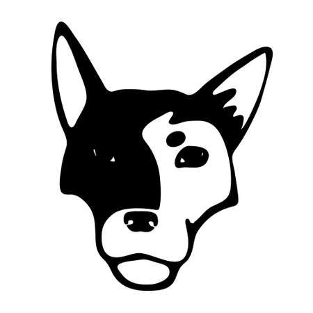 The head of dog. Hand drawn vector illustration on white background. Isolated image for mascot.のイラスト素材
