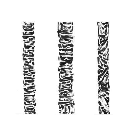 Ink painted grunge dirty borders set. Isolated hand drawn illustration, black texture brush strokes...