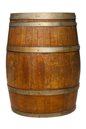 Oak Barrel on whiteの写真素材
