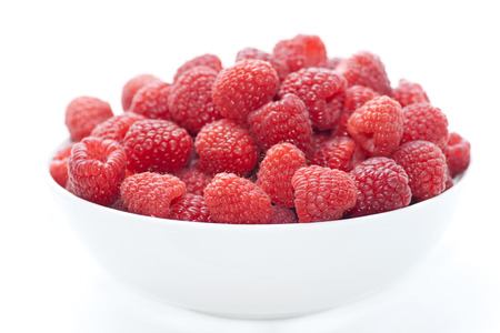 Bowl of Red Raspberriesの写真素材
