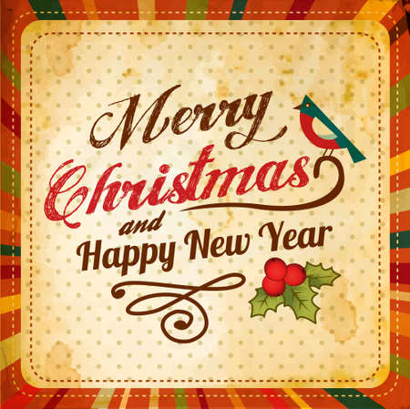 Vector retro Christmas card.のイラスト素材