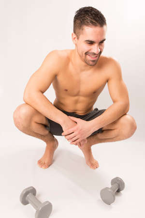 Physical preparation for martial art competition muscular beautiful manの写真素材