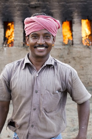 Asia India Tamil Nadu Sengal Soolai village June 2014 All people of the village work 12 hours a day 6 days per week doing hand made bricks for buildings and house.のeditorial素材
