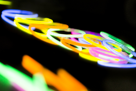 Colorful fluorescent light neon on blanck backgroundの写真素材
