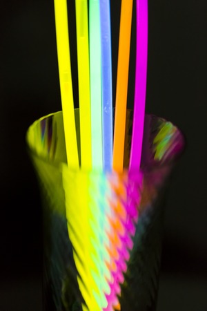 Colorful fluorescent light neon on blanck backgroundの写真素材