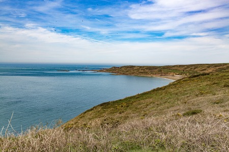 Beautiful coastline beach san ocean grass Franceの写真素材
