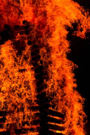 Fire flame smoke spark wood house orange France