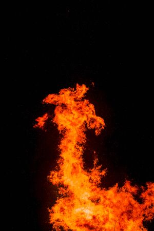 Fire flame smoke spark wood house orange Franceの写真素材