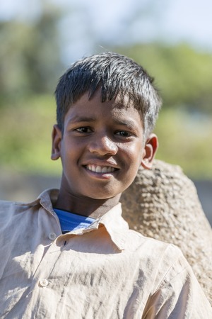 Pondichery, Tamil Nadu, India - March 03, 2014. In the school, portraits of indian boys and girls, serious, happy sad smiling differents feelingsのeditorial素材
