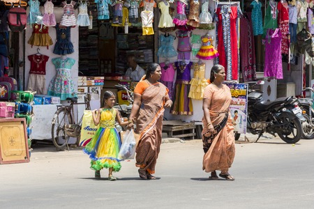 Illustrative image. Pondichery, Tamil Nadu, India - Marsh 10, 2014. Shop open in the street for different business.のeditorial素材