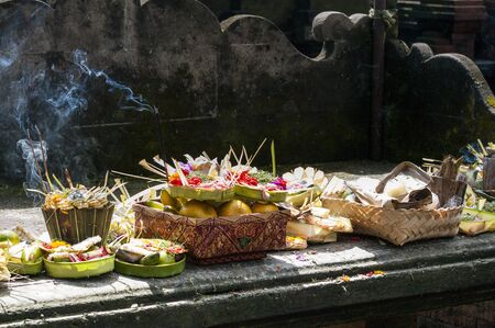 Balinese Traditional Offering Hinduism Buddhism Odalan religionの写真素材