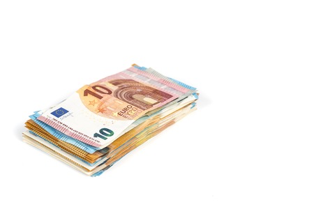 European union currency euro banknotes bills background. 2, 10, 20 and 50 euro. Concept success rich...