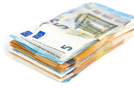 European union currency euro banknotes bills background. 2, 10, 20 and 50 euro. Concept success rich...
