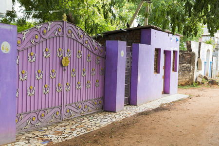Traditional house colorful colored in samll village in Indiaの写真素材