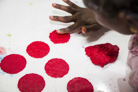 Scene of paper hand made jewelleries flowers factory, made with recycling paper and natural colors
