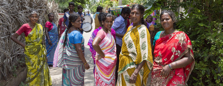 PONDICHERY, PUDUCHERRY, TAMIL NADU, INDIA - SEPTEMBER CIRCA, 2017. A Group of unidentified Hindu...