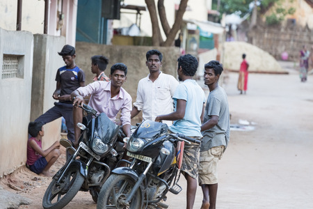 PONDICHERY, PUDUCHERRRY, TAMIL NADU, INDIA - SEPTEMBER CIRCA, 2017. The main transportation way in indian villages, motirbikes, for people products materials businessのeditorial素材