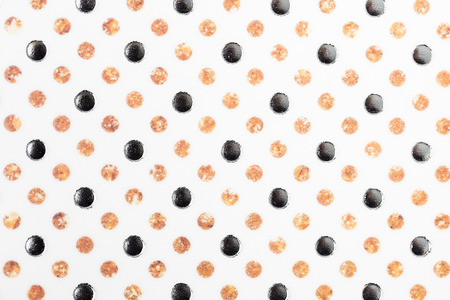 Concept abstract brown gold metal black points motif seamless pattern surface design. Repeatable design with stylized motifs for fabric wrapping, paper background.の写真素材