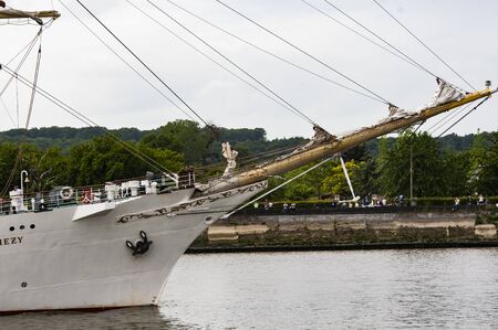 ROUEN, FRANCE - JULY Circa, 2016. End of the Armada in Rouen, boats galleon ships on the river...