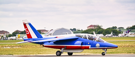 LE BOURGET, FRANCE - June 24, 2017. Flying display and aerobatic show on floor of the french...