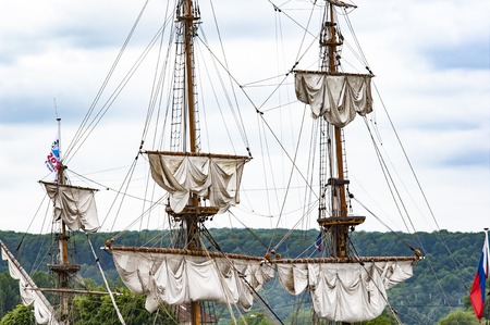 ROUEN, FRANCE - JULY Circa, 2016. End of the Armada in Rouen, boats galleon ships on the river...