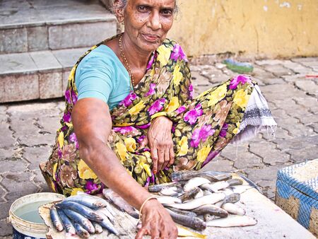 PUDUCHERRY, INDIA - DECEMBER CIRCA, 2018. Portrait of an unidentified Indian old senior dalit poor...