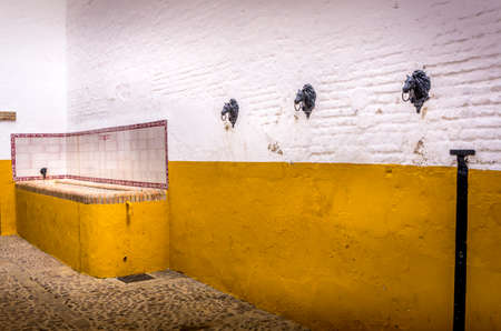 SEVILLA, SPAIN - MARCH Circa, 2020. view of the bathroom for bull inside of the plaza de toros de la...