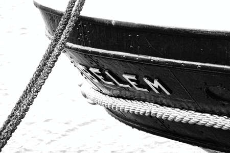 ROUEN, FRANCE - June Circa, 2020. Part of the oldest tall ship Belem on the Seine River for Armada international exhibition. Elegant three masted schooner, french boat, managed by fundation to ensure training for young sailors.のeditorial素材