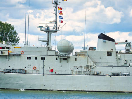 ROUEN, FRANCE - JUNE Circa, 2019. Godetia M923, a large logistics ship, on the Seine river for Armada exhibition. Belgian navyのeditorial素材