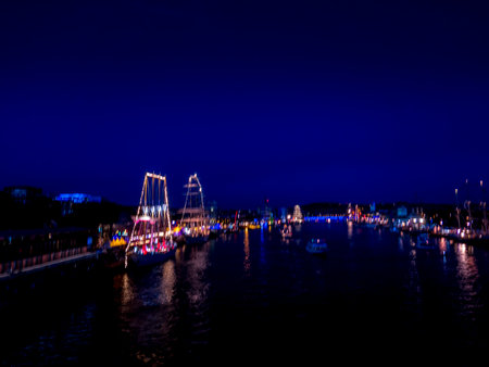 Colorful lights of urban surrounding blurred by motionの写真素材