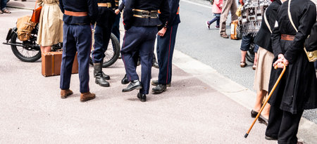 SAINTE MERE L'EGLISE, NORMANDY, FRANCE - JUNE 6 2023. Second world war commemoration. Unidentified...