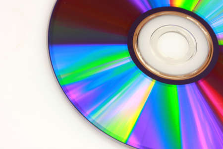 Closeup of DVD on white background