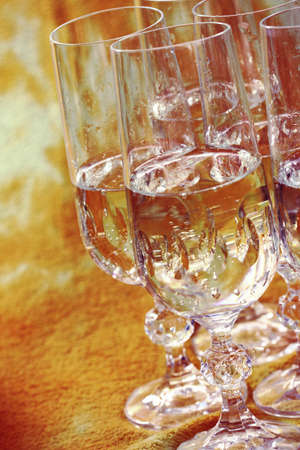 Wine glasses made of cut glassの写真素材