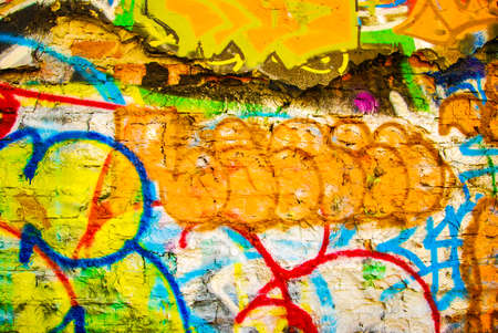 Colorful graffiti wallのeditorial素材